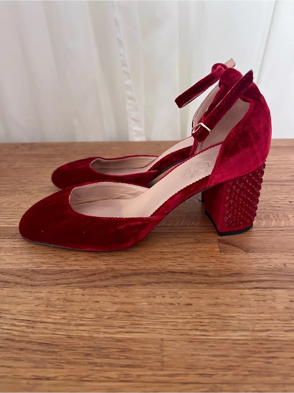 J.Crew Ruby Red Heels with Rhinestones. Size 6
